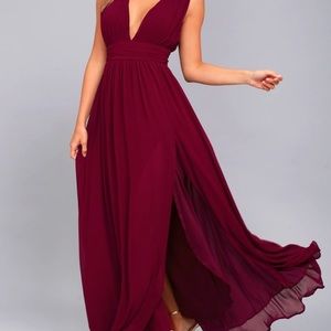 Lulus Heavenly Hues Burgundy Maxi Dress